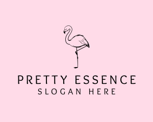 Pretty - Flamingo Bird Drawing logo design