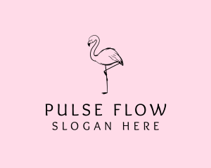 Flamingo Bird Drawing logo design