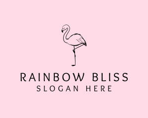 Flamingo Bird Drawing logo design