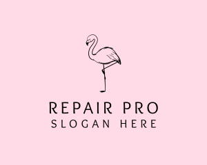 Flamingo Bird Drawing logo design