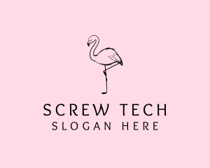 Flamingo Bird Drawing logo design