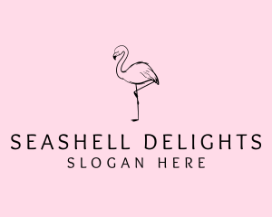 Flamingo Bird Drawing logo design