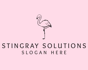 Flamingo Bird Drawing logo design