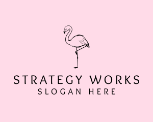 Flamingo Bird Drawing logo design