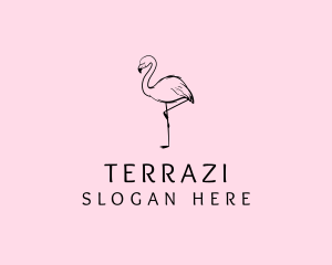 Flamingo Bird Drawing logo design