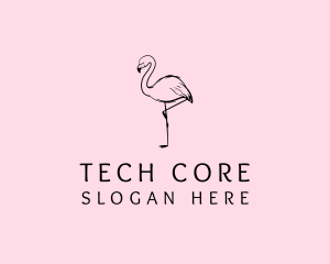 Flamingo Bird Drawing logo design