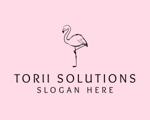 Flamingo Bird Drawing logo design