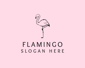 Flamingo Bird Drawing logo design
