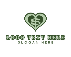 Green Technology - Heart Dollar Letter S logo design