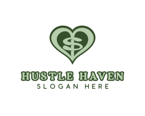 Hustle - Heart Dollar Letter S logo design