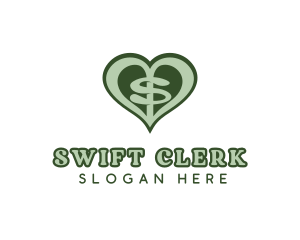 Heart Dollar Letter S logo design