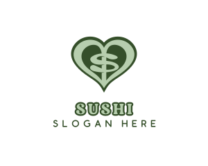 Heart Dollar Letter S logo design