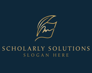 Scholar - Feather Pen Signature logo design