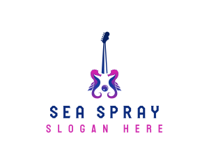 Seahorse Guitar Instrument logo design