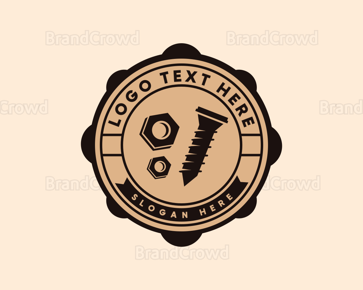 Construction Screw Bolt Badge Logo