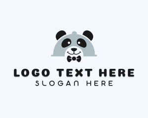Asian - Bowtie Panda Cloche logo design
