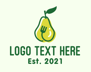 Supermarket - Fork Pear Fruit logo design