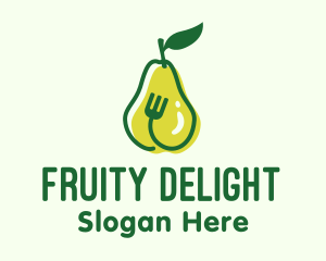 Fork Pear Fruit Logo