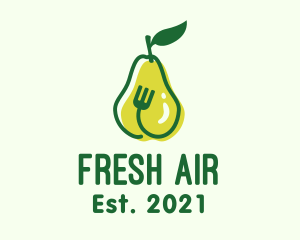 Fork Pear Fruit logo design