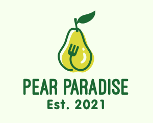 Pear - Fork Pear Fruit logo design