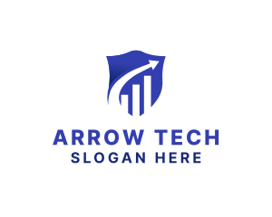 Blue Financial Arrow Shield logo design