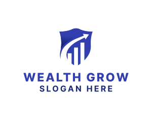 Blue Financial Arrow Shield logo design