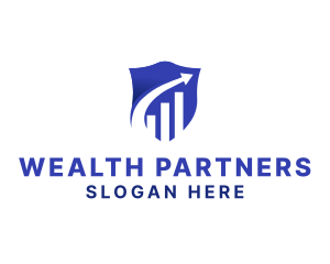 Blue Financial Arrow Shield logo design