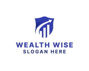 Blue Financial Arrow Shield logo design