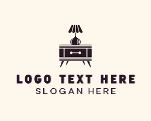 Wood - Side Table Lamp Furniture logo design