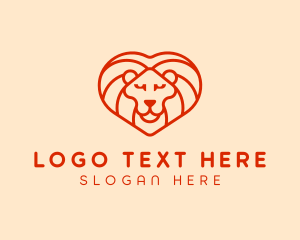 Lion Mane - Heart Lion Mane logo design