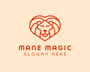 Mane - Heart Lion Mane logo design