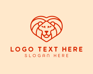 Animal Sanctuary - Heart Lion Mane logo design