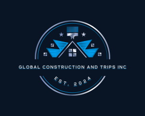 Construction Paintbrush Renovation logo design