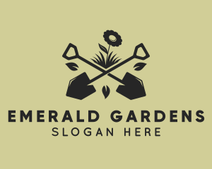 Flower Plant Shovel  logo design