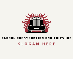 Trailer - Freight Trucking Fire logo design