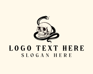 Halloween - Wild Snake Skull logo design