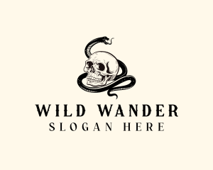 Wild Snake Skull  logo design