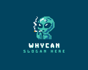 Pixelated Alien Smoking Logo