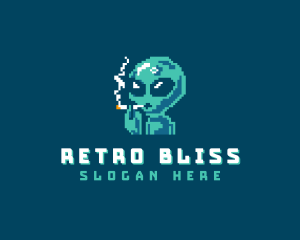 Nostalgia - Pixelated Alien Smoking logo design