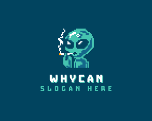 Smoking - Pixelated Alien Smoking logo design