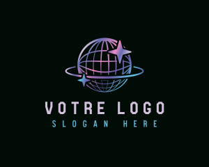 Space - Cyber Cosmic Globe logo design