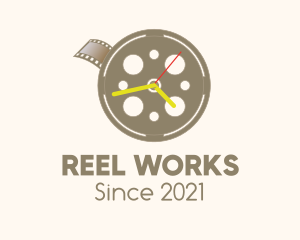 Reel - Film Reel Clock logo design
