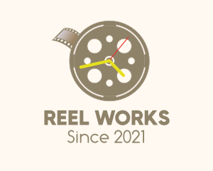 Film Reel Clock logo design