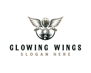 Motorcycle Helmet Wings logo design