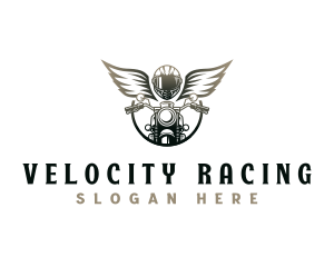 Motorcycle Helmet Wings logo design