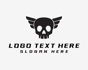 Rock And Roll - Winged Skull Pilot logo design