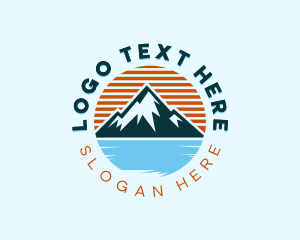 Hiker - Adventure Mountain Lake logo design