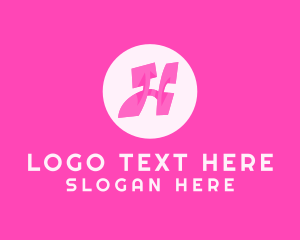Funky - Pink Letter H logo design