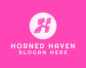 Pink Letter H logo design