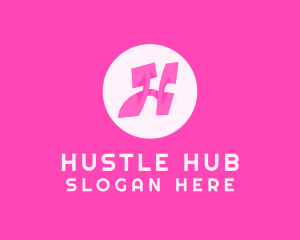 Pink Letter H logo design